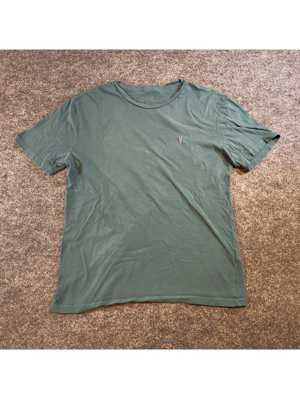 AllSaints Men's Green Organic Cotton Crew Neck T-Shirt Size Medium Slim